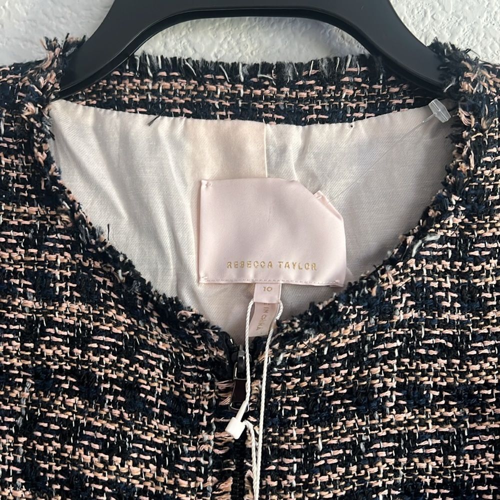 Rebecca Taylor Multi Tweed Ruffle Blazer, NWT, Size 10 - Picture 10 of 13